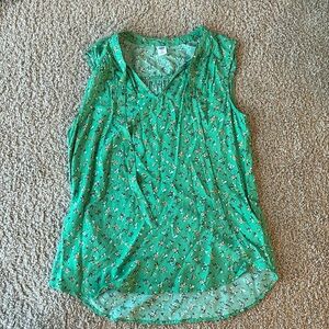 Green floral dressy tank